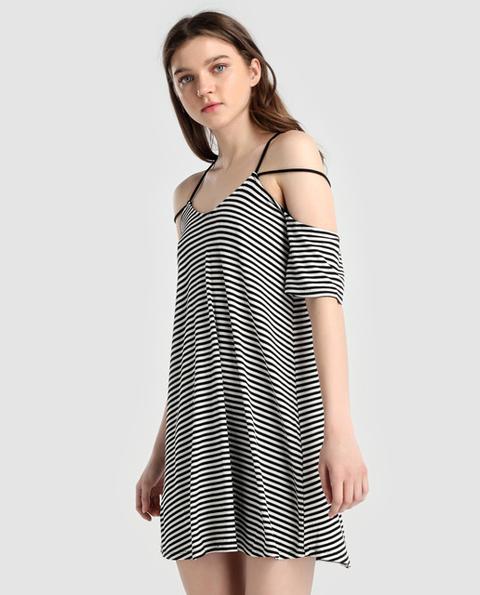Easy Wear - Vestido De Mujer Con Rayas Y Tirantes Cruzados