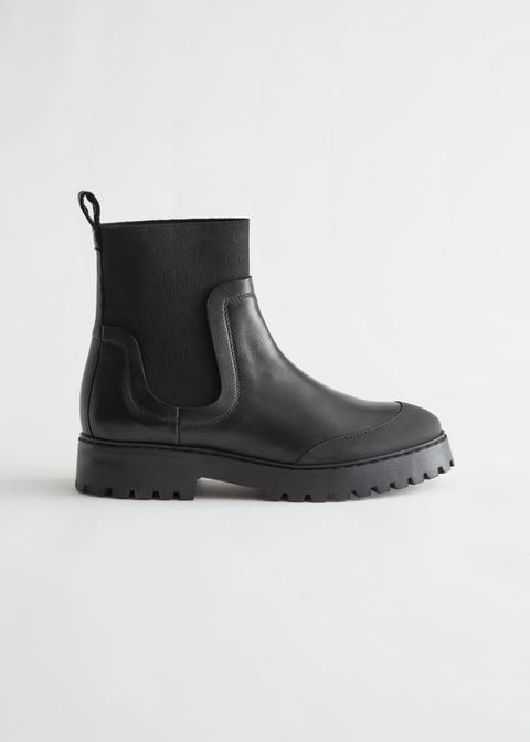 Elasticated Leather Chelsea Boots