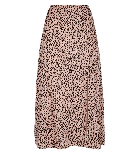 pink midi skirt with split