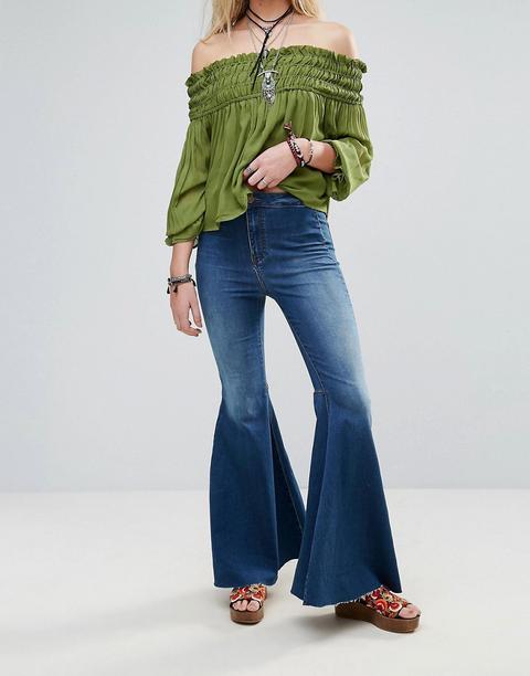 Free People - Just Float On - Jeans A Zampa - Blu