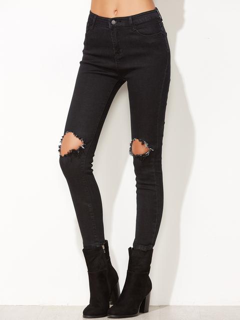 black knee ripped skinny jeans