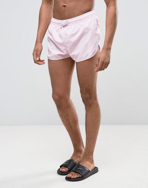 Shorts De Baño Muy Cortos Con Aberturas Laterales Pronunciadas En Rosa Pastel De Asos