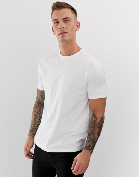 Asos Design - T-shirt Girocollo In Cotone Biologico Bianca - Bianco