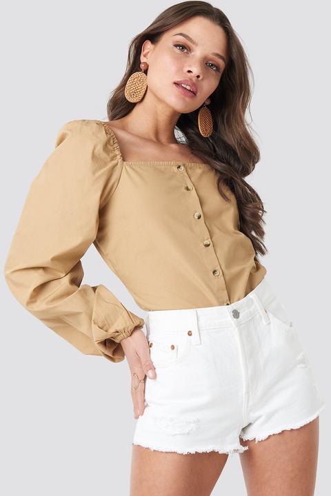 Square Neck Volume Sleeve Blouse