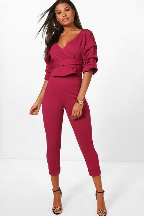 Wrap Rouche Top & Trouser Co-ord Set