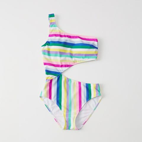 Rainbow Cutout One Piece Swimsuit