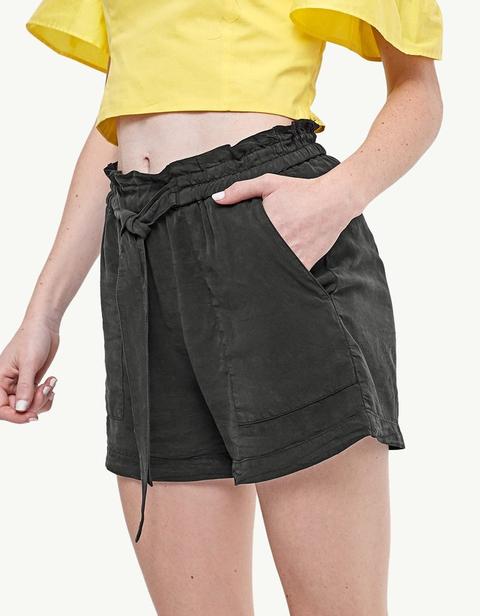 Shorts Tencel Paperbag Nero