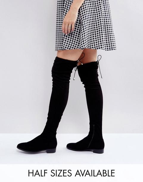 Asos Keep Up Wide Leg Flat Over The Knee Boots