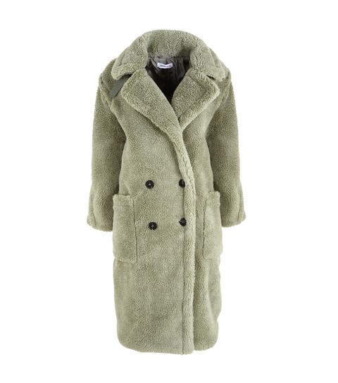 light green teddy long coat