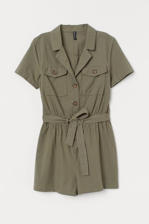 H & M - Cotton Playsuit - Green