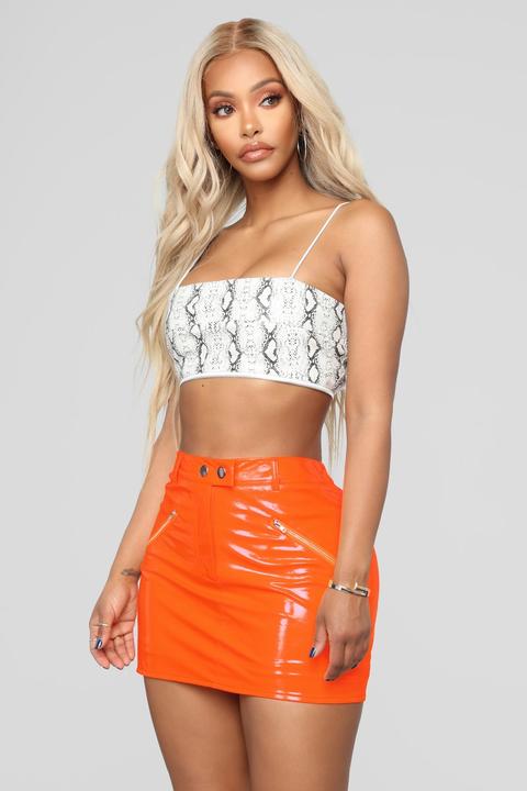 Why Cover Snake Skin Crop Top - White/combo