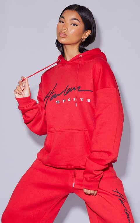 Red Unisex Printed Oversized Hoodie