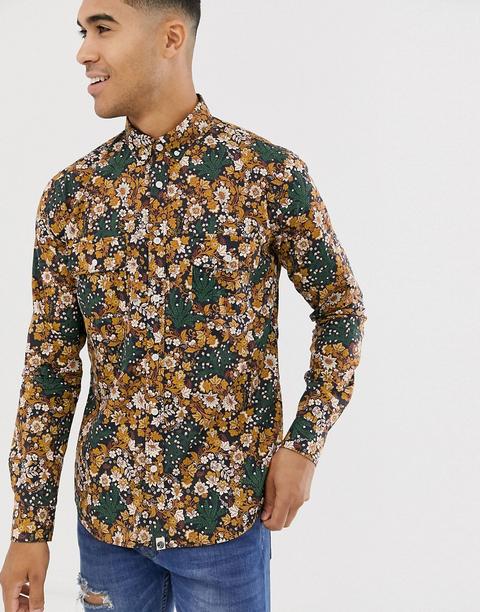 Pretty Green - Chemise Fleurie - Fauve