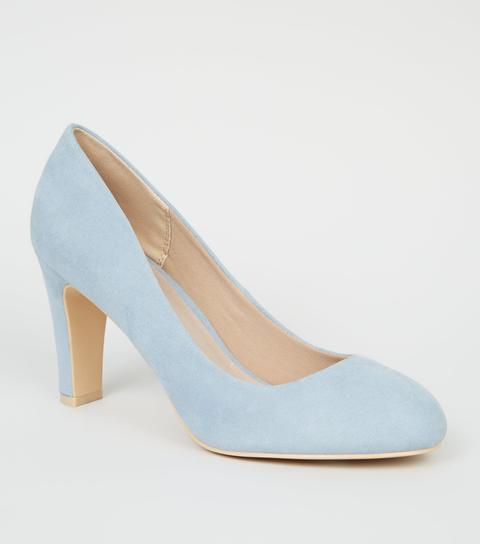 pale blue block heel shoes