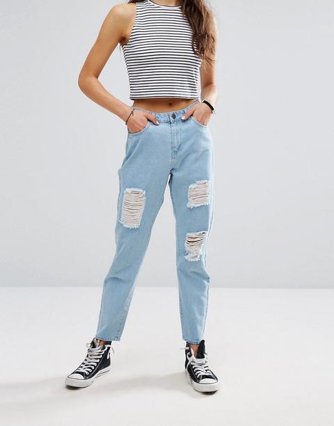 Noisy May - Liv - Boyfriend Jeans Molto Strappati - Blu