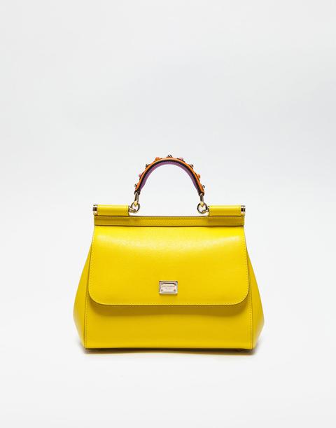 Borsa Sicily Media In Pelle Dauphine Con Manico Ricamato from Dolce \u0026  Gabbana on 21 Buttons
