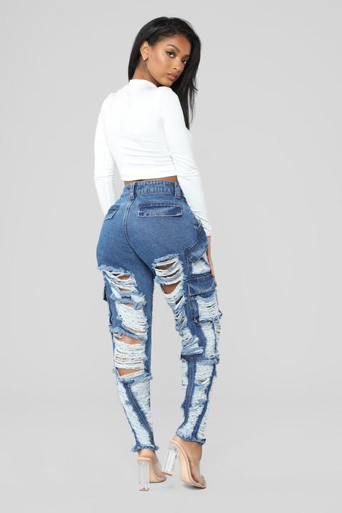 distressed cargo jeans