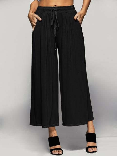 Elastic Waist Culotte Pants