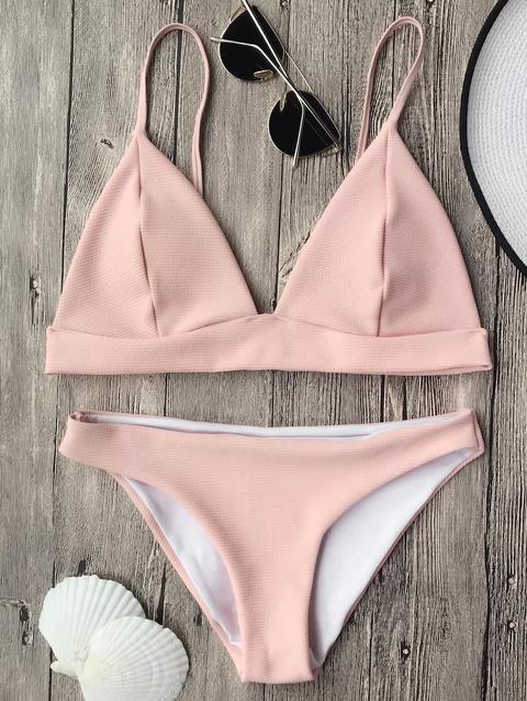 Bikini Top Bralette Con Scollo Profondo E Bottoms White Light Blue Burgundy Pink Green Purple