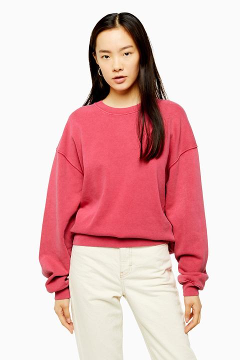 Womens Pink Stone Wash Sweatshirt - Pink, Pink