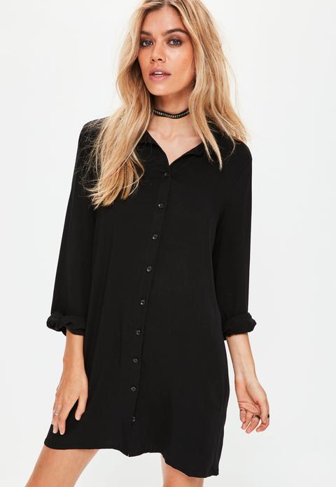 Black Oversized Shirt Dress