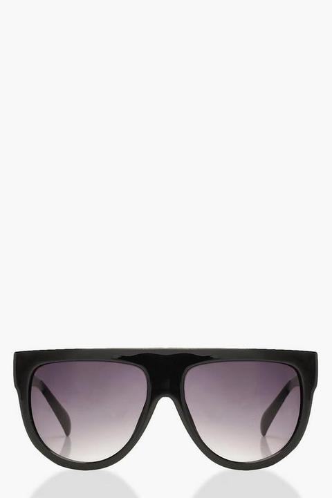 Womens Übergroße Sonnenbrille Mit Abgeflachtem Rahmen - Schwarz - One Size, Schwarz