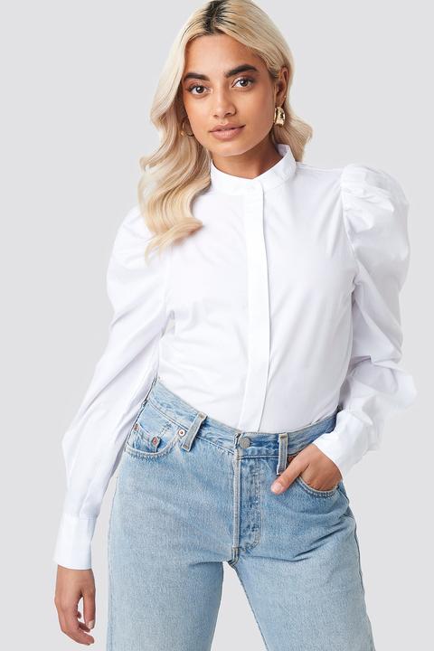 Puff Shoulder Cotton-blend Shirt