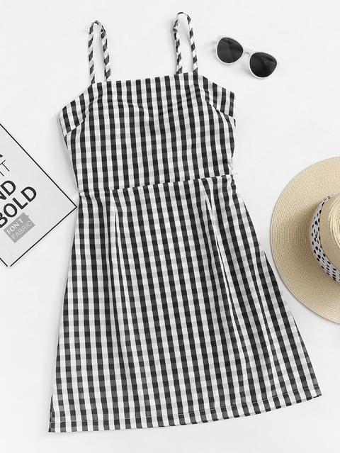 Tie Back Gingham Cami Dress