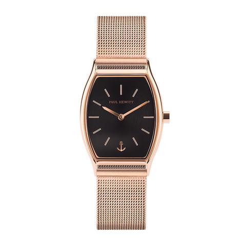 Orologio Modern Edge Line Black Sunray Ip Oro Rosa Cinturino Mesh Ip Oro Rosa