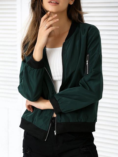 Zipper Design Pocket Bomber Jacket