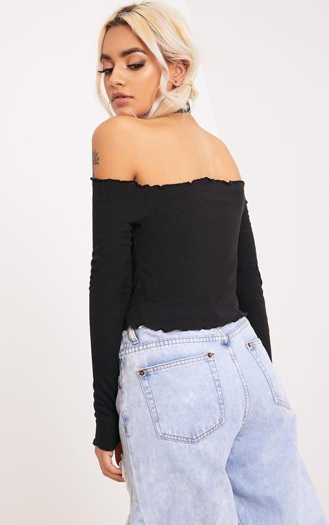Josie Black Frill Edge Crop Top