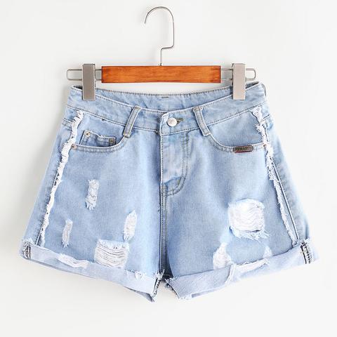 Shorts Roto De Doblez En Denim