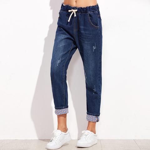 Jeans Con Coulisse - Blu