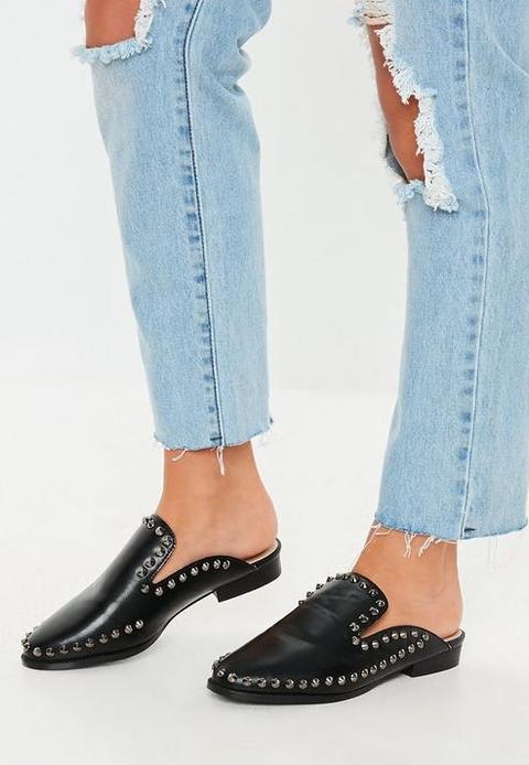 slip on mules black