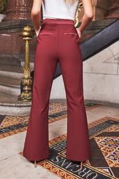 Full Length Fit And Flare Trousers In Burgundy