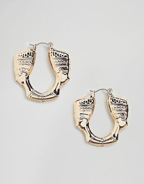 Asos Design Vintage Style Nerfertiti Hoop Earrings - Gold