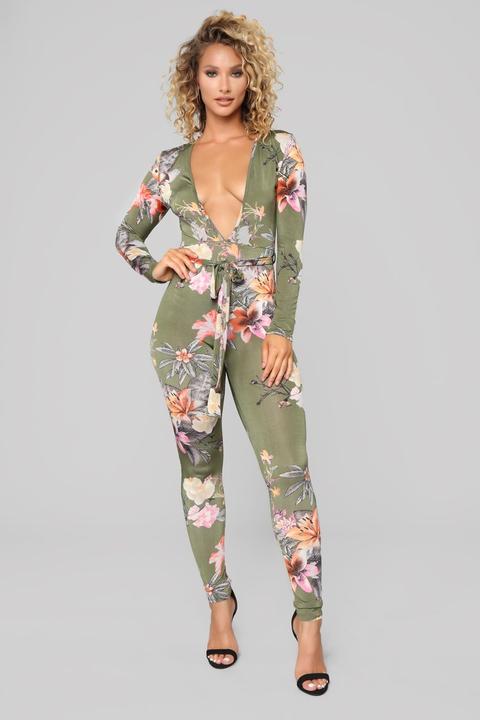 Forest Florals Jumpsuit - Sage