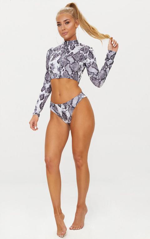 Grey Snake Mini Bikini Bottom