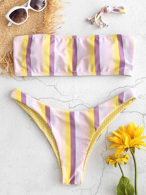 Bikini A Pois A Righe Multi