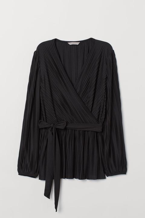 H & M - Top Plissettato - Nero