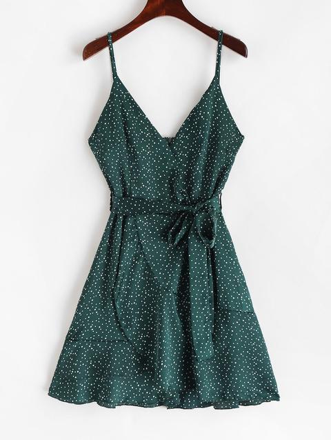 Camicia A Pois Con Cintura Medium Sea Green