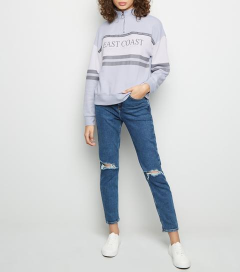 Pale Blue East Coat Slogan Sweatshirt New Look