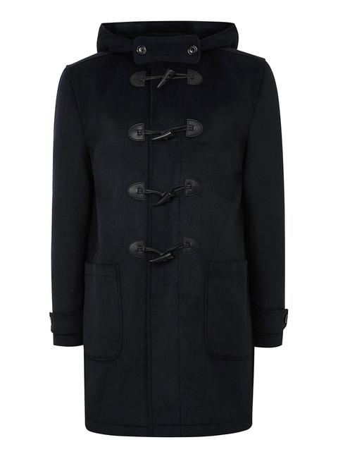 Mens Navy Duffle Coat With Wool, Navy