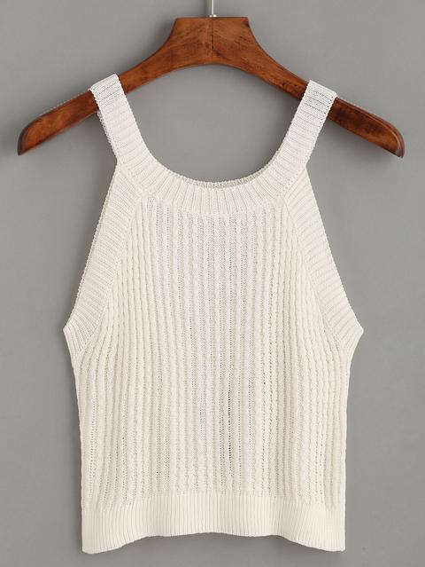 Top De Punto Cuello Halter - Blanco