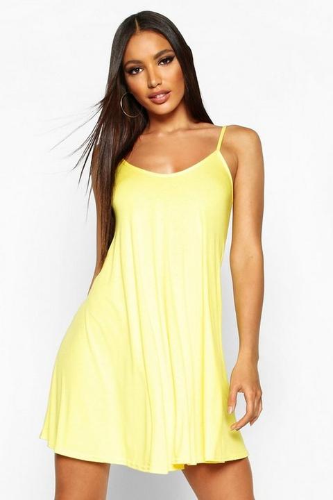 Womens Basic Swing Dress - Yellow - 14, Yellow