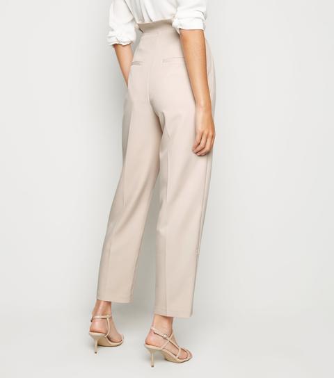 Stone Button High Waist Trousers New Look