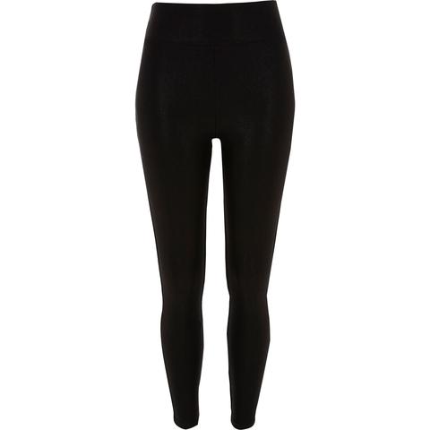 Black High Waisted Wet Look Leggings