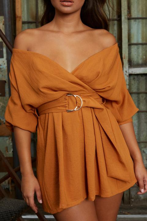 bardot mini wrap dress