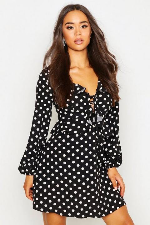 Polka Dot Frill Smock Dress