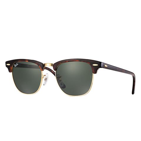 Ray Ban Clubmaster Classic Unisex Sunglasses Lenti: Verde, Montatura: Tartaruga - Rb3016 W0366 49-21